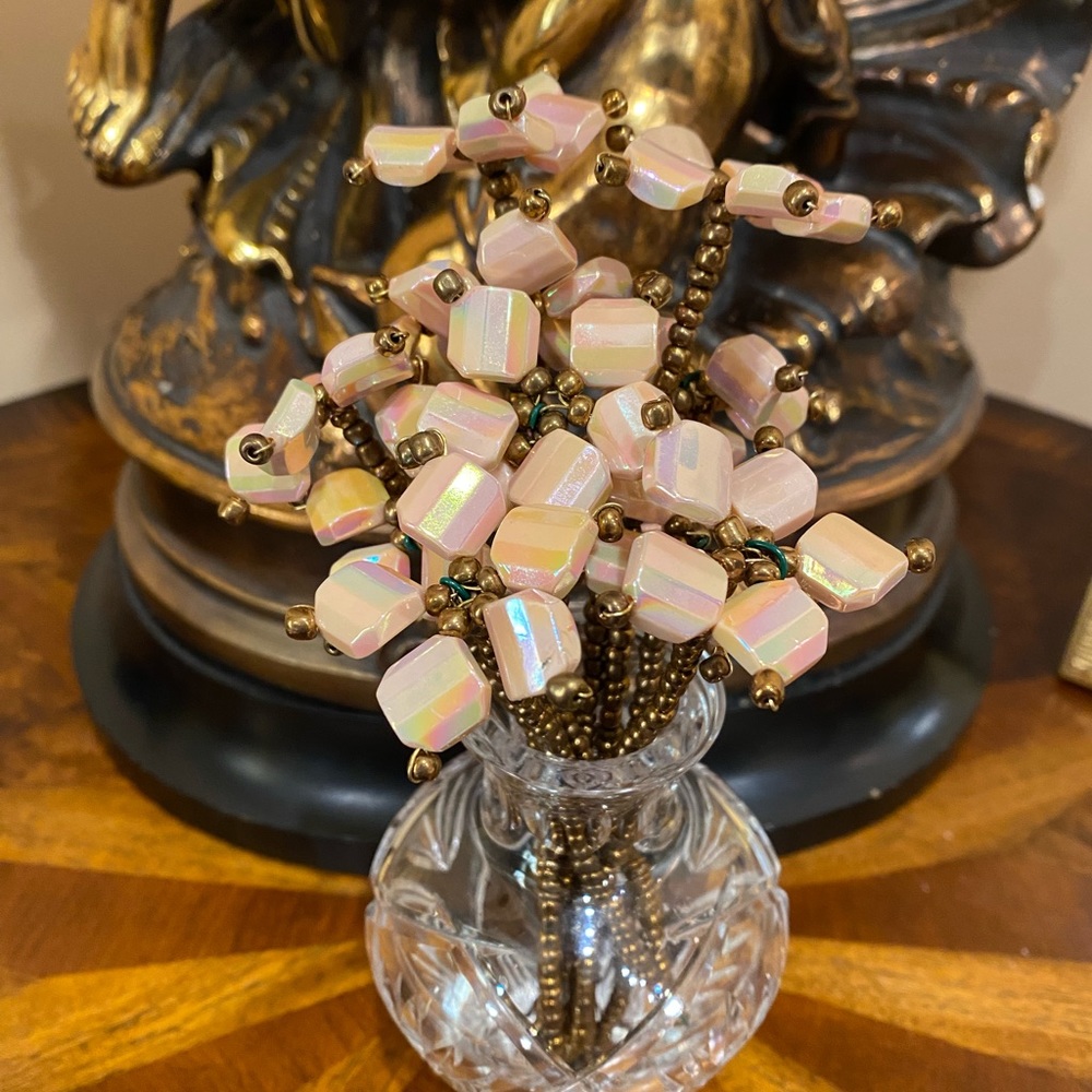 10 stems of unique Handmade Beaded light pink color Artificial flowers